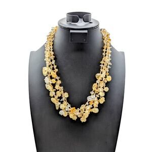 Cookie Lee Sunshiny Golds and Yellows Four Strand Glass Stone Bead Necklace